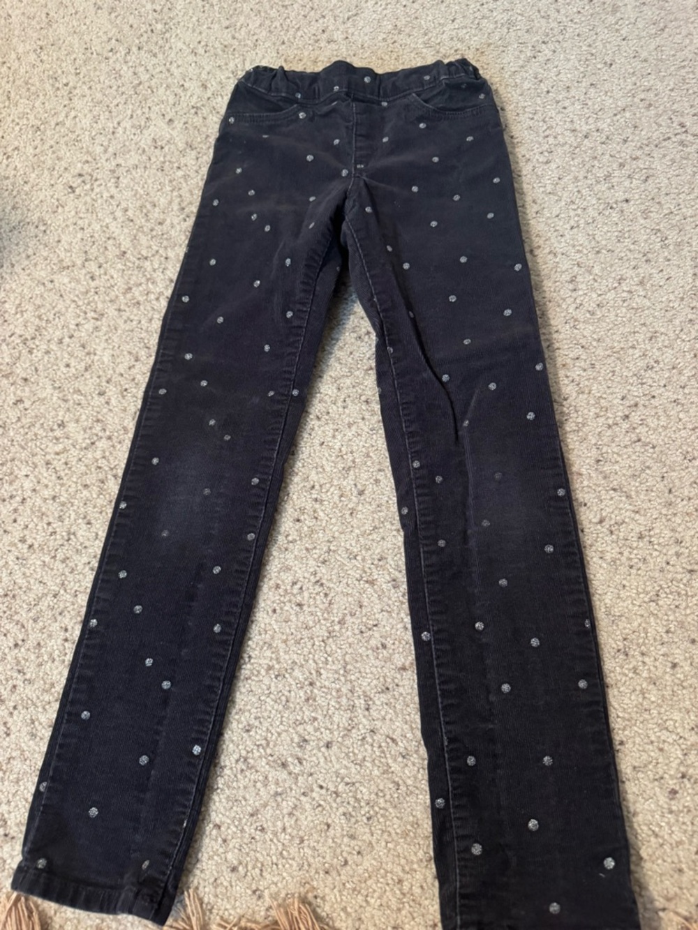 H&M Black Pull-On Corduroy Leggings with Subtle Dots